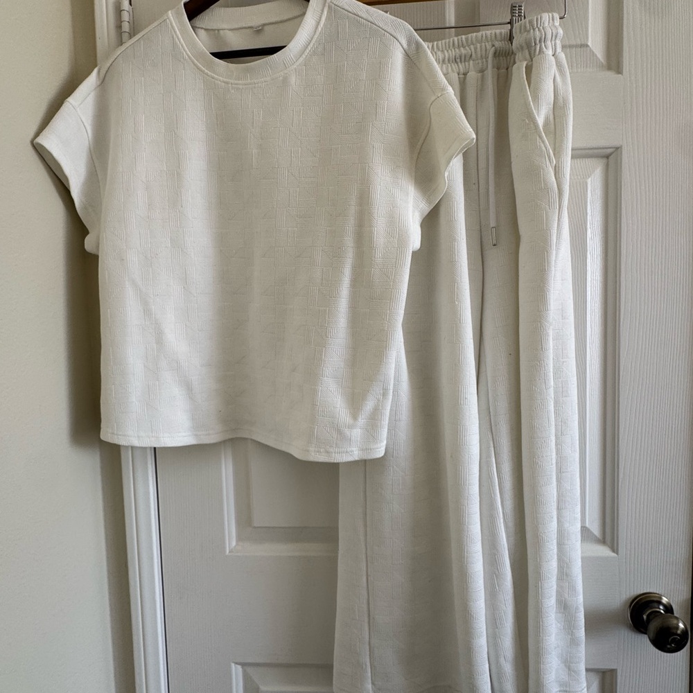 Amazon Women's White Track Pants and Top Set